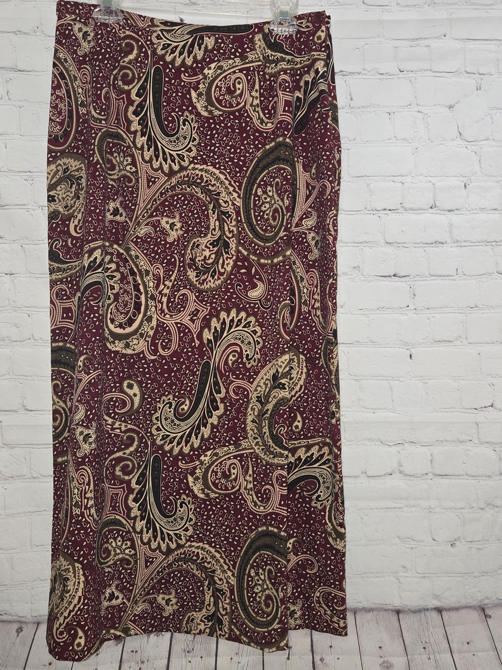 Moody Fall Paisley Maxi Skirt Whimsigoth Boho CottageCore Sz Xl Casual Corner